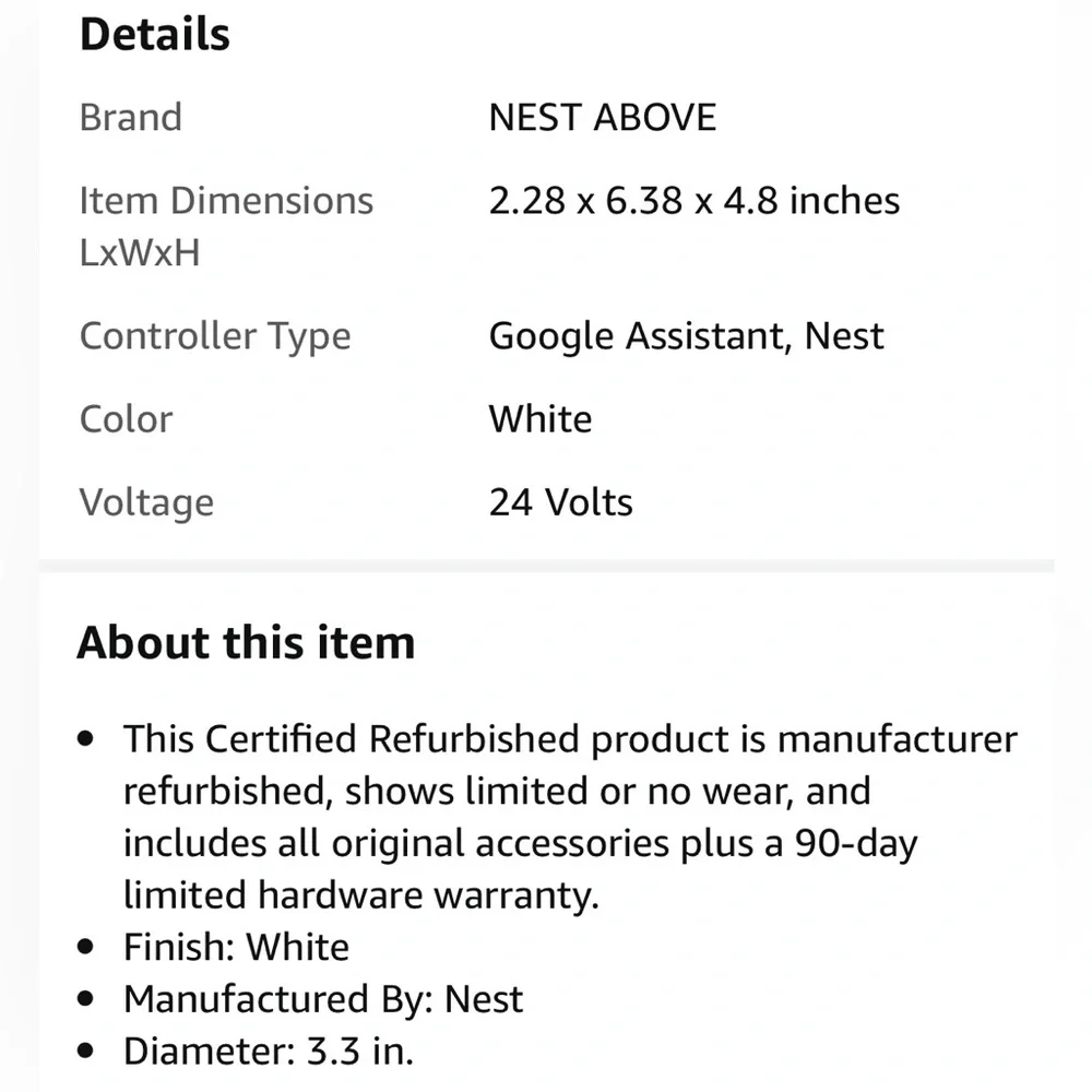 Google Nest T4001ES Wi-Fi Programmable Thermostat E